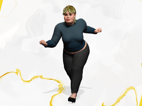 Everyday Outfit Plus-Size Jeans Female Model Stylized Character 3D-Modell