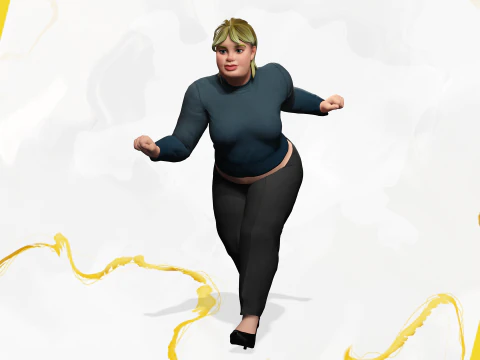 Roupa do dia a dia Jeans Plus Size Modelo Feminino Personagem Estilizada Modelo 3D