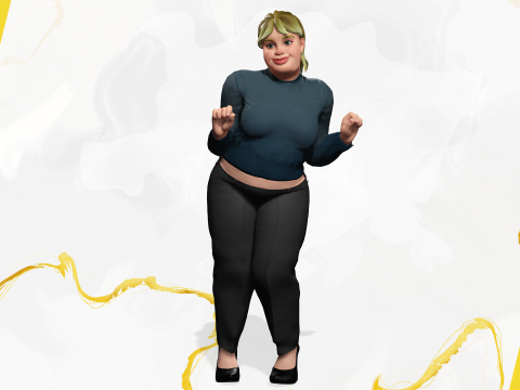 Everyday Outfit Plus-Size Jeans Female Model Stylized Character 3D-Modell