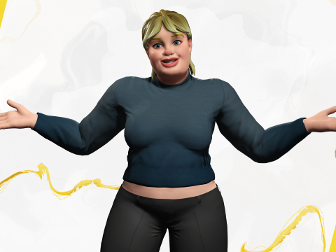 Everyday Outfit Plus-Size Jeans Female Model Stylized Character 3D-Modell