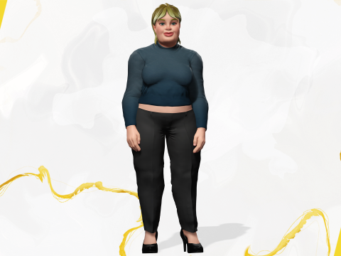 Everyday Outfit Plus-Size Jeans Female Model Stylized Character 3D-Modell