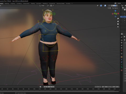 Everyday Outfit Plus-Size Jeans Female Model Stylized Character 3D-Modell