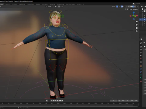 Roupa do dia a dia Jeans Plus Size Modelo Feminino Personagem Estilizada Modelo 3D