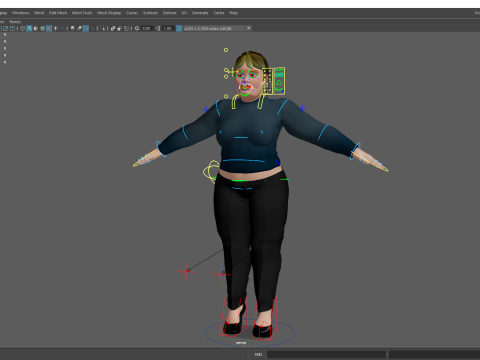 Everyday Outfit Plus-Size Jeans Female Model Stylized Character 3D-Modell
