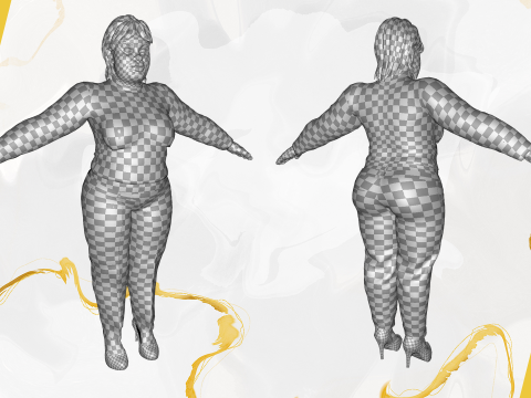 Everyday Outfit Plus-Size Jeans Female Model Stylized Character 3D-Modell