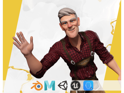 Confident Character Lumberjack Stylized Forester Realism 3D Model
