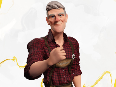 Confident Character Lumberjack Stylized Forester Realism 3D Model