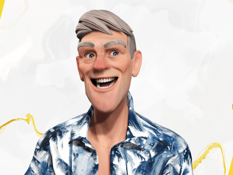Stylized Tourist Character With Hawaiian Shirt Relaxed Modelo 3D