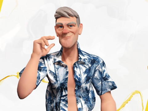 Stylized Tourist Character With Hawaiian Shirt Relaxed Modelo 3D