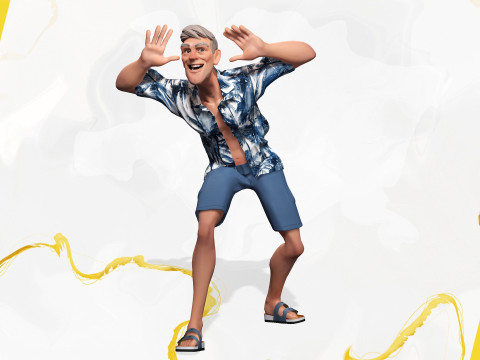 Stylized Tourist Character With Hawaiian Shirt Relaxed Modelo 3D