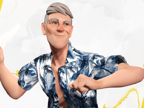 Stylized Tourist Character With Hawaiian Shirt Relaxed Modelo 3D