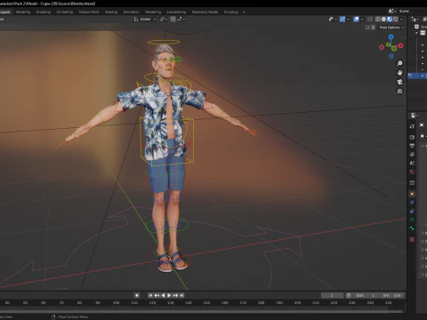 Stylized Tourist Character With Hawaiian Shirt Relaxed 3D Model