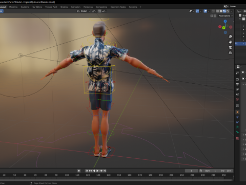 Stylized Tourist Character With Hawaiian Shirt Relaxed Modelo 3D