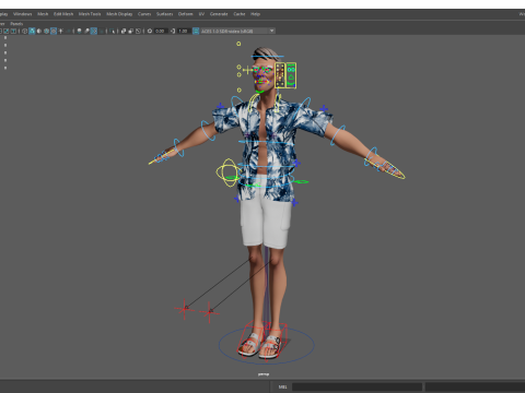 Stylized Tourist Character With Hawaiian Shirt Relaxed Modelo 3D