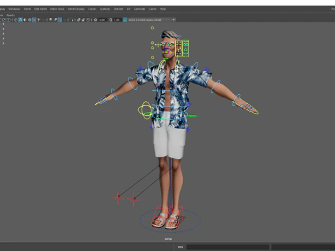 Stylized Tourist Character With Hawaiian Shirt Relaxed 3D Model