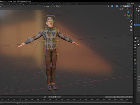 Grumpy elderly man character in winter sweater Artistic Realism 3D 모델