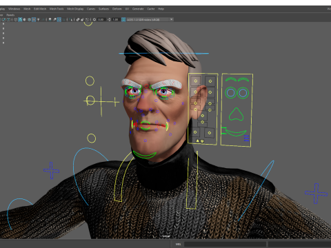 Grumpy elderly man character in winter sweater Artistic Realism 3D 모델