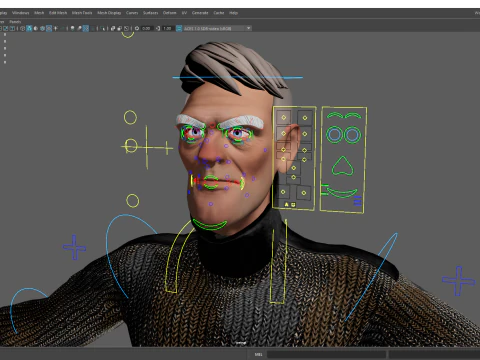 Grumpy elderly man character in winter sweater Artistic Realism 3D Model