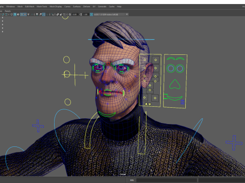 Grumpy elderly man character in winter sweater Artistic Realism 3D 모델
