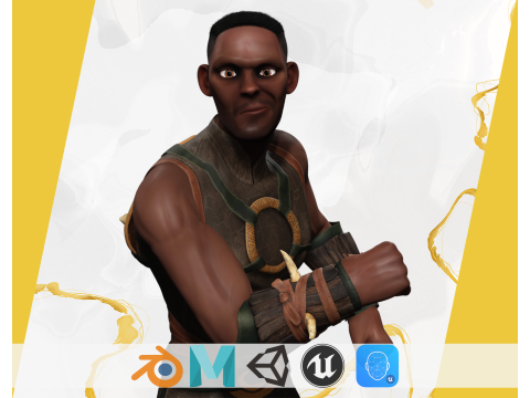 Tribal Warrior Stylized Toon Fighter 3D मॉडल