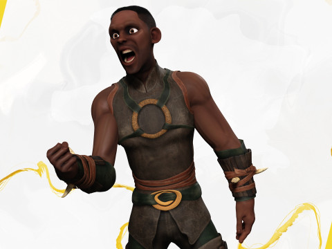 Tribal Warrior Stylized Toon Fighter 3D Модель