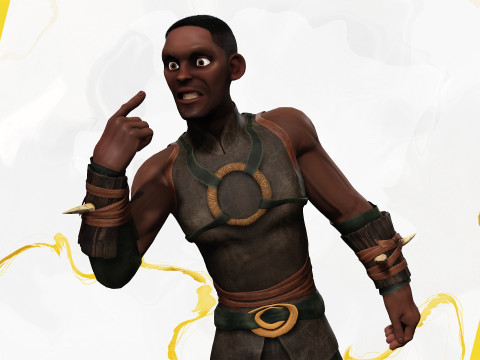 Tribal Warrior Stylized Toon Fighter 3D Модель