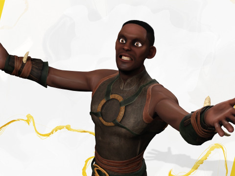 Tribal Warrior Stylized Toon Fighter 3D Модель