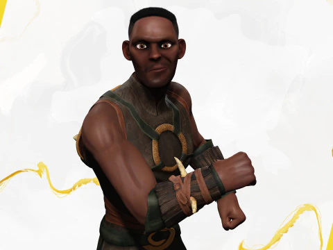 Tribal Warrior Stylized Toon Fighter 3D Model
