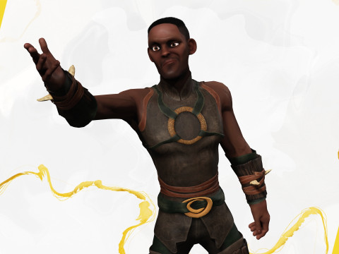 Tribal Warrior Stylized Toon Fighter 3D Модель