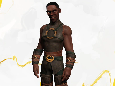Tribal Warrior Stylized Toon Fighter 3D Model