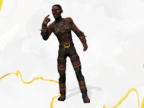 Tribal Warrior Stylized Toon Fighter 3D Model