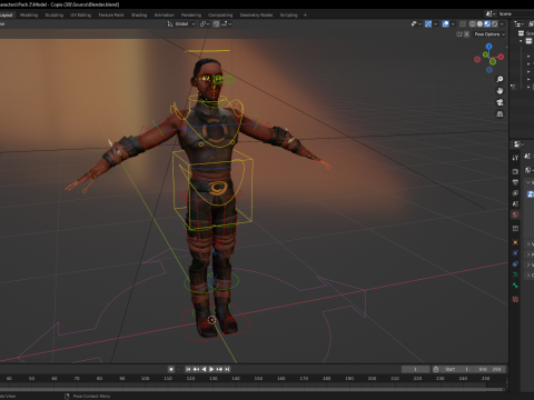 Tribal Warrior Stylized Toon Fighter 3D Модель