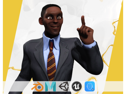 Toon Professional in Suit Businessman Modello 3D