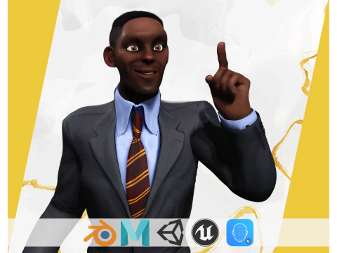 東温 スーツを着たプロフェッショナル ビジネスマン 3Dモデル