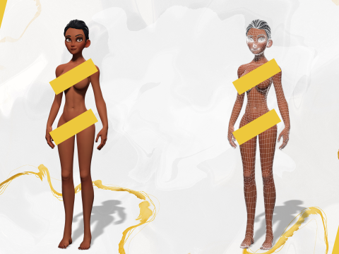 Stylized Cartoon Black Woman in Swimsuit Model 3D
