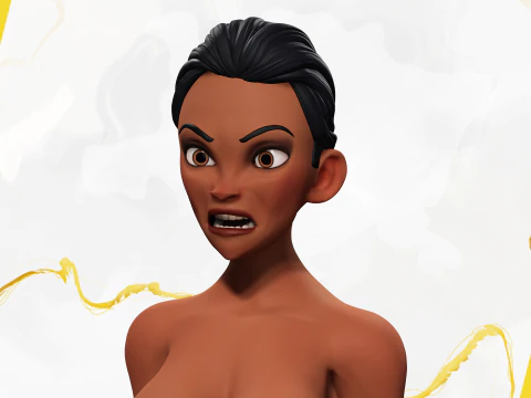 Stylized Cartoon Black Woman in Swimsuit 3D Model