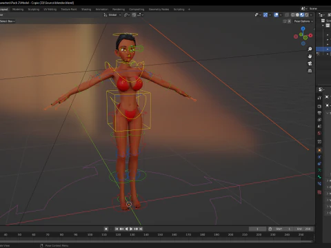 Stylized Cartoon Black Woman in Swimsuit 3D Model