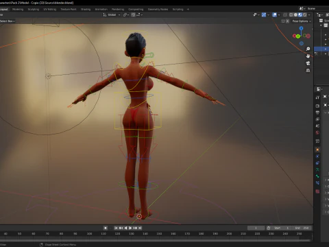 Stylized Cartoon Black Woman in Swimsuit 3D Model