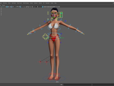 Stylized Cartoon Black Woman in Swimsuit Model 3D