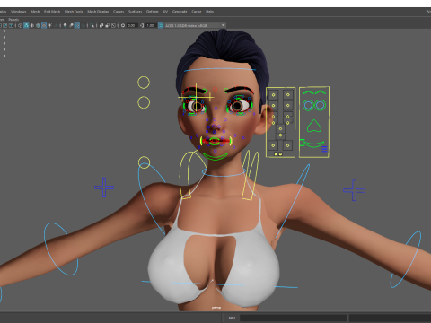 Stylized Cartoon Black Woman in Swimsuit Model 3D