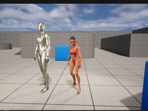 Stylized Cartoon Black Woman in Swimsuit 3D Model
