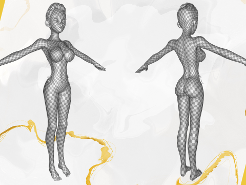 Stylized Cartoon Black Woman in Swimsuit Model 3D