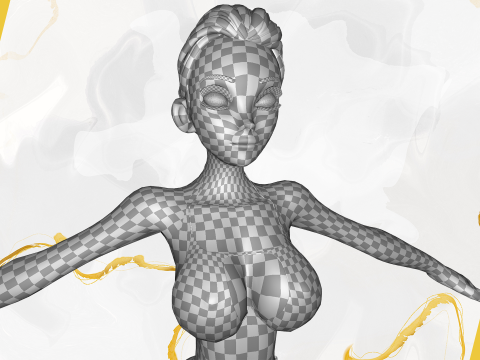 Stylized Cartoon Black Woman in Swimsuit Model 3D