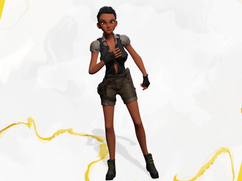 Explorer Adventurous Black Woman with Gear stylized figure 3Dモデル