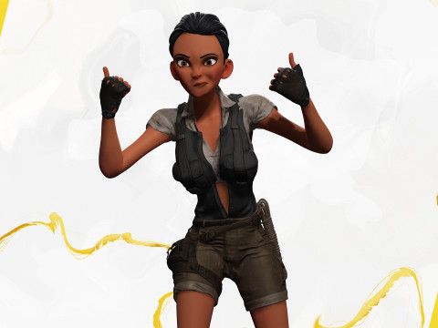 Explorer Adventurous Black Woman with Gear stylized figure 3Dモデル