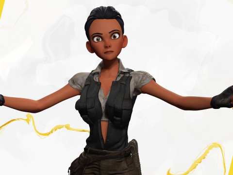 Explorer Adventurous Black Woman with Gear stylized figure 3Dモデル