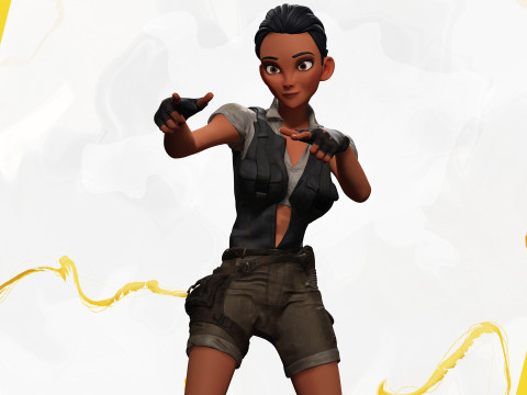Explorer Adventurous Black Woman with Gear stylized figure 3Dモデル