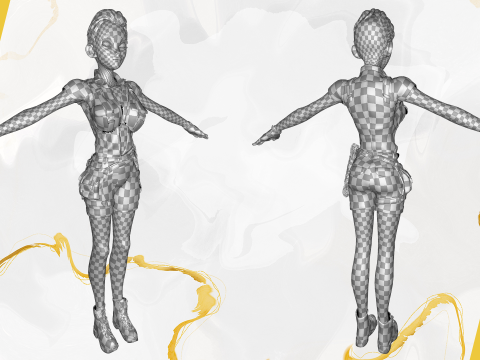 Explorer Adventurous Black Woman with Gear stylized figure 3Dモデル