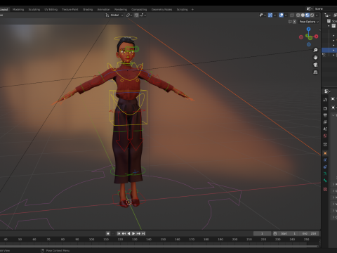 सर्दियों के कपड़ों के साथ कार्टून शैली वाली महिला, आरामदायक पोशाक 3D मॉडल