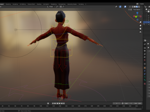 सर्दियों के कपड़ों के साथ कार्टून शैली वाली महिला, आरामदायक पोशाक 3D मॉडल